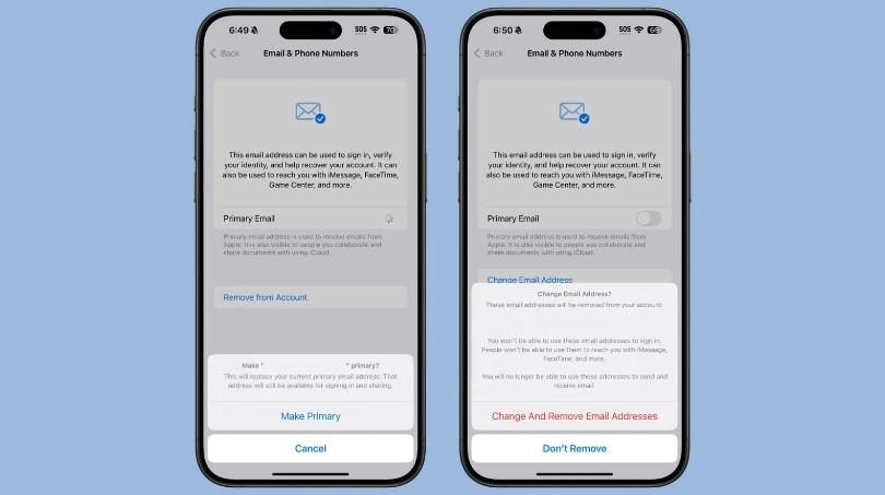 掇刀苹果手机维修分享苹果 iOS 18.1 支持设置“主要”邮箱地址并更改 iCloud 邮箱 